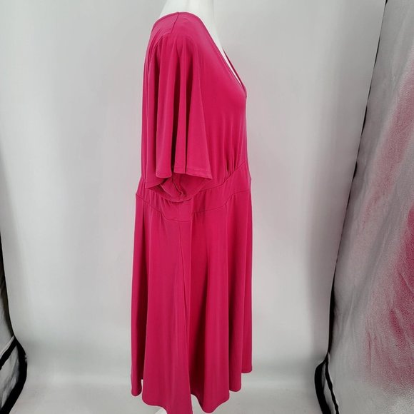 Torrid Pink V-neck Short Flutter Sleeves Skate Dress Women's Size 3X NEW - Picture 5 of 9